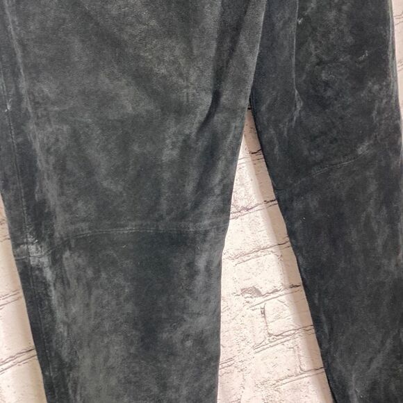 Brandon Thomas Suede Leather Straight Leg Lined Pants Black Size 6‎ - Picture 10 of 12
